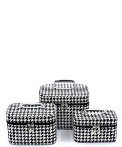 Houndstooth Printed 3-in-1 Cosmetic Case CO405